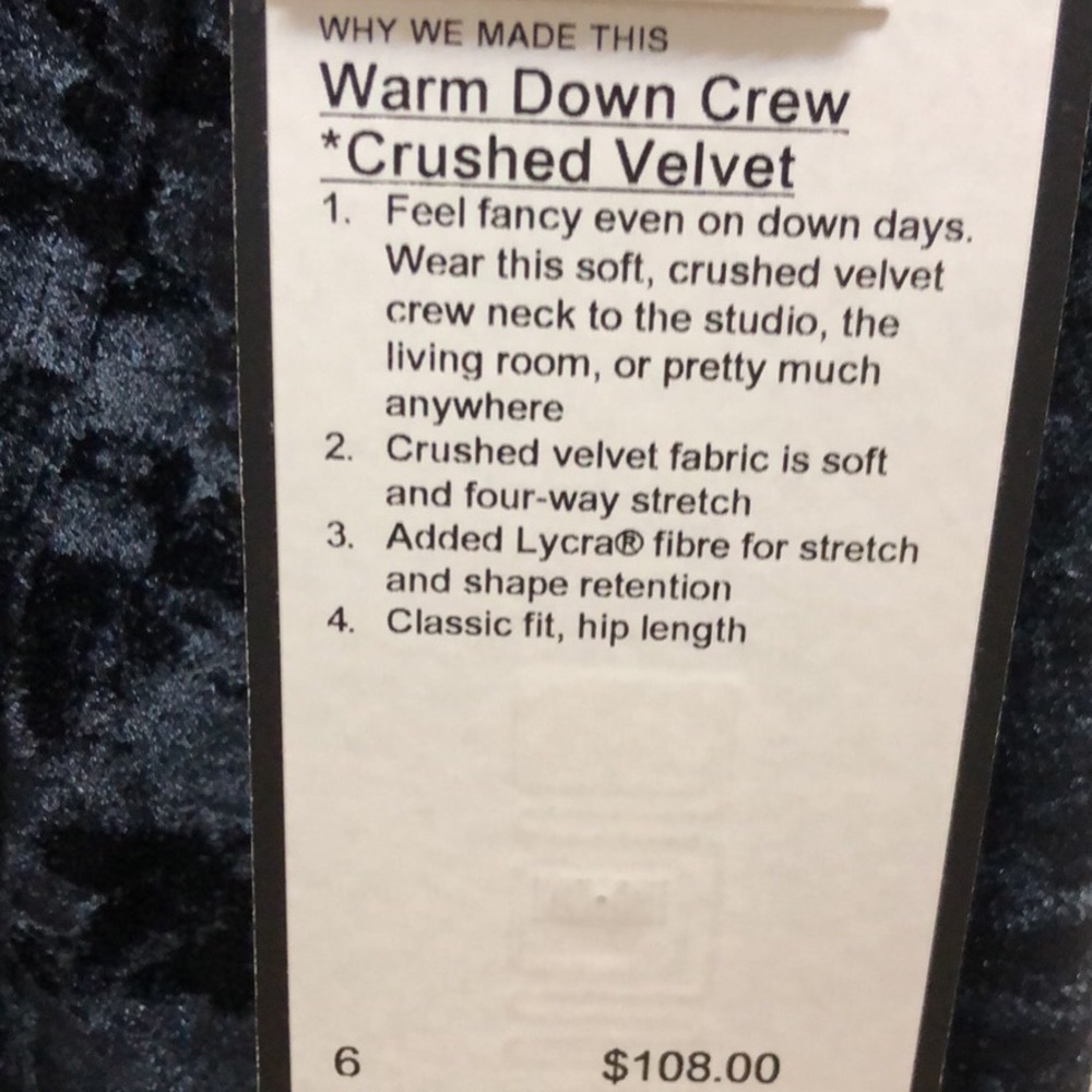 Lululemon Athletica Warm Down Crew crushed